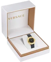 Versace Women's Swiss Greca Flourish Black Leather Strap Watch 35mm