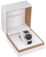 Versace Men's Swiss Greca Time Gmt Leather Strap Watch 41mm