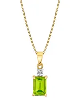 Peridot (1 ct. t.w.) & Diamond (1/20 ct. t.w.) 18" Pendant Necklace in 14k Gold