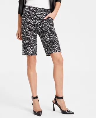 I.n.c. International Concepts Women's Printed High-Rise Pull-On Bermuda Shorts, Created for Macy's