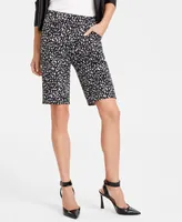 I.n.c. International Concepts Women's Printed High-Rise Pull-On Bermuda Shorts, Created for Macy's