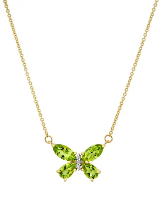Peridot (2 ct. t.w.) & Diamond Accent Butterfly 18" Pendant Necklace in 14k Gold