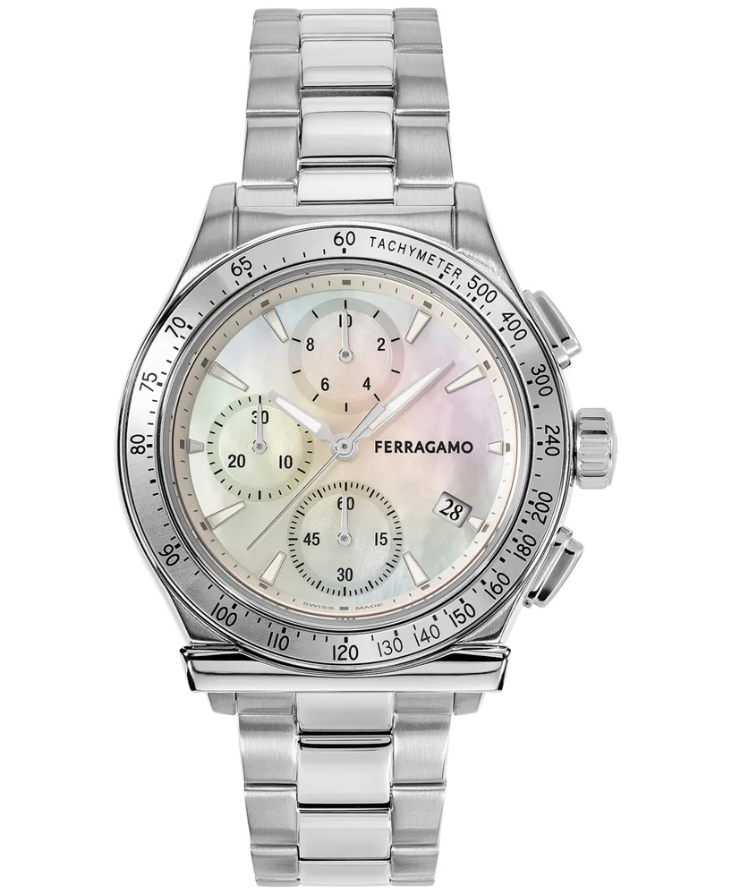 Salvatore Ferragamo Women's Swiss Chronograph 1927 Stainless Steel Bracelet Watch 38mm