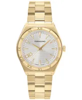 Salvatore Ferragamo Men's Swiss Vega Upper East Gold Ion Plated Stainless Steel Bracelet Watch 40mm