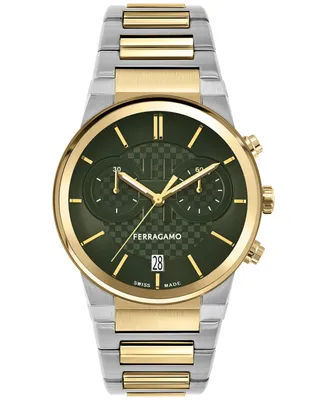 Salvatore Ferragamo Men's Swiss Chronograph Two-Tone Stainless Steel Bracelet Watch 41mm