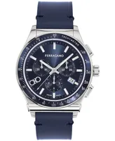 Salvatore Ferragamo Men's 1927 Swiss Chronograph Blue Leather Strap Watch 42mm