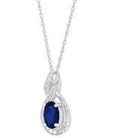 Sapphire (1 ct. t.w.) & Diamond (1/8 ct. t.w.) Swirl 18" Pendant Necklace in 14k White Gold