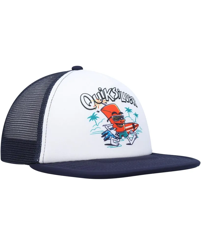 Big Boys and Girls Quiksilver White, Navy Town Hero Trucker Snapback Hat