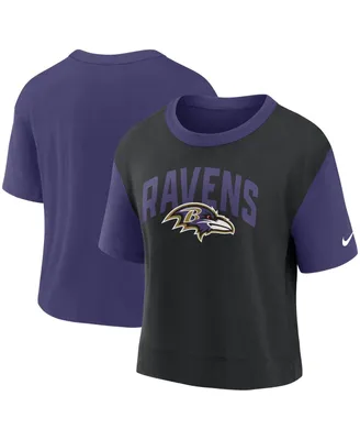 Women's Nike Purple, Black Baltimore Ravens High Hip Fashion T-shirt