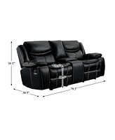 White Label Veloce 79" Double Glider Reclining Loveseat with Console