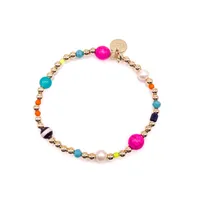 Bowood Lane Non-Tarnishing Gold Filled 4mm Ball and Curated Bead Stretch Bracelet