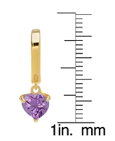 Amethyst Heart Dangle Huggie Hoop Earrings (1-3/8 ct. t.w.) in 14k Gold-Plated Sterling Silver