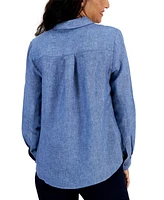 Charter Club Petite 100% Linen Button-Front Shirt