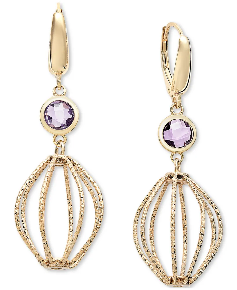 Amethyst Bezel Chandelier Drop Earrings (1-5/8 ct. t.w.) in 14k Gold-Plated Sterling Silver