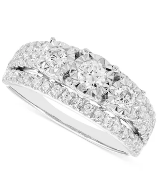 Diamond Three Stone Engagement Ring (1 ct. t.w.) in 14k White Gold