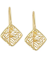 Filigree Openwork Square Dangle Drop Earrings in 10k Gold