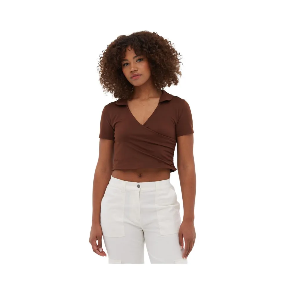 Bench Dna Women's Constance Collared Wrap Crop Top