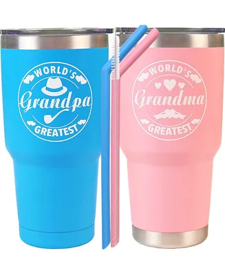 Meant2tobe Grandparents Mugs Set, Perfect Gifts for Grandma and Grandpa, Christmas Presents, Travel Coffee Mug, World's Greatest Grandparents, Ideal G