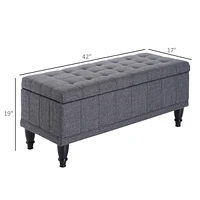 Homcom Lift Top Fabric Storage Shoe Bench Ottoman Stool Tufted Home Furniture
