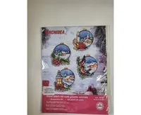 Counted cross stitch kit with plastic canvas "Christmas balls" set of 4 designs 7672 - Assorted Pre