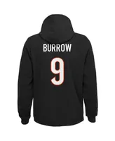 Big Boys Joe Burrow Black Cincinnati Bengals Mainliner Player Name and Number Pullover Hoodie