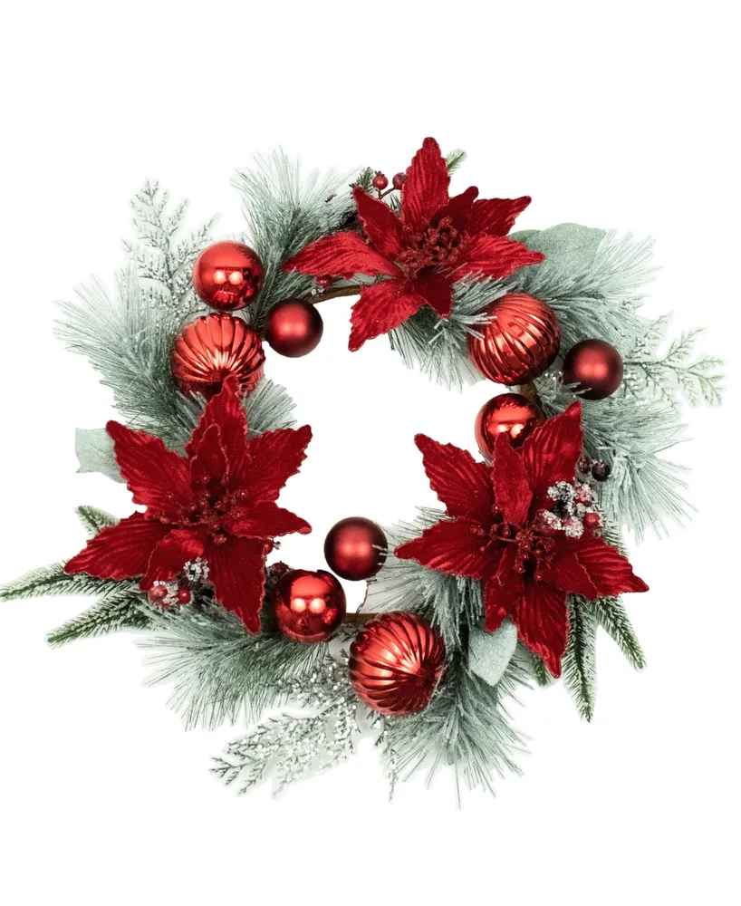 Kurt Adler 20" Wreath with Berries and Poinsettia