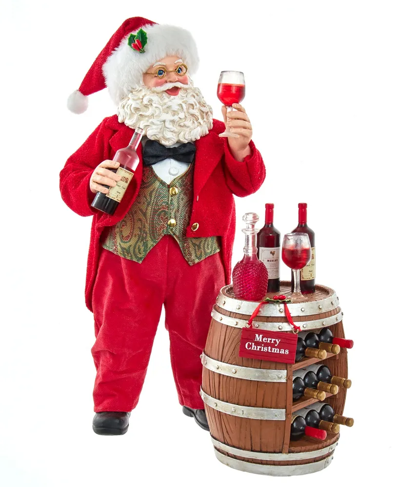 Kurt Adler 10.5" Fabriche Wine Tasting Santa, 2 Piece Set