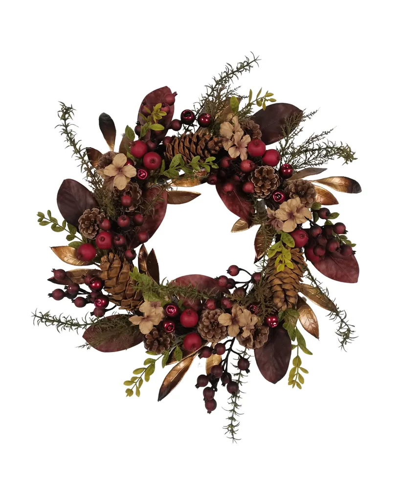 Kurt Adler 24" Berries and Pinecone Rattan Wreath