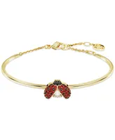 Swarovski Gold-Tone Multicolor Pave Ladybug Bangle Bracelet