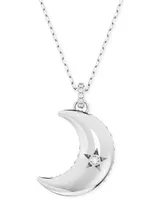 Swarovski Rhodium-Plated Pave Moon Pendant Necklace, 15-3/4" + 2-3/4"