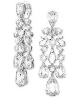 Swarovski Silver-Tone Crystal Multi-Cut Clip-On Drop Earrings