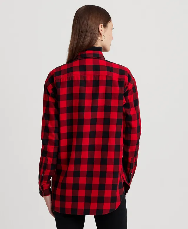 Lauren Ralph Lauren Plus Size Bullion Patch Plaid Twill Shirt