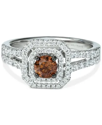Le Vian Couture Chocolate Diamond & Vanilla Diamond Halo Ring (1 ct. t.w.) in Platinum
