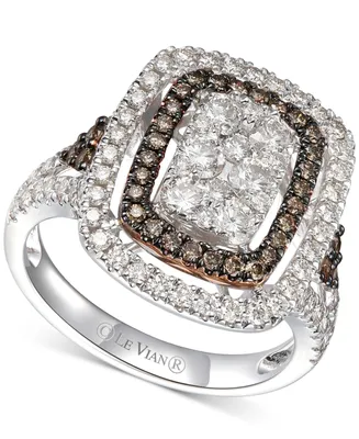 Le Vian Nude Diamond & Chocolate Diamond Halo Cluster Ring (1-5/8 ct. t.w.) in 14k White & Rose Gold