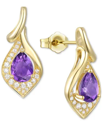 Amethyst (1-1/4 ct. t.w.) & Lab-Grown White Sapphire (1/4 Drop Earrings 14k Gold-Plated Sterling Silver (Also Blue Topaz Lab