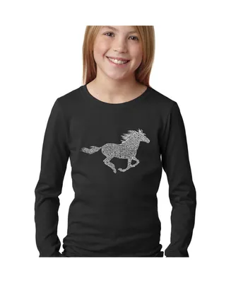 La Pop Art Girls Word Long Sleeve T-Shirt - Horse Breeds
