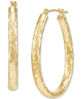 Diamond-Cut Oval Hoop Earrings in 14k Gold, 28mm