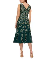 Adrianna Papell Women's Embellished Ruffled Godet Dress