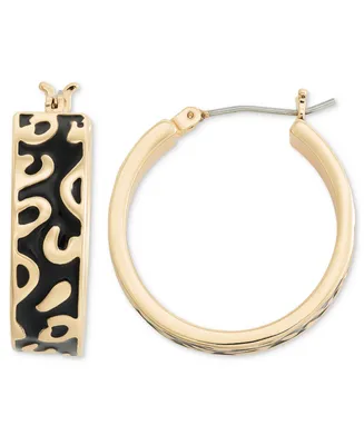 On 34th Gold-Tone Leopard Enamel Small Hoop Earrings, 1", Created for Macy's