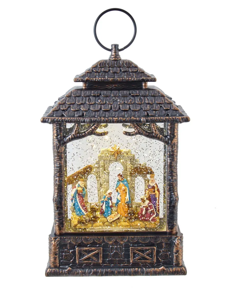 Kurt Adler 11" Battery-Operated Led Nativity Scene Water Lantern