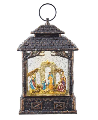 Kurt Adler 11" Battery-Operated Led Nativity Scene Water Lantern