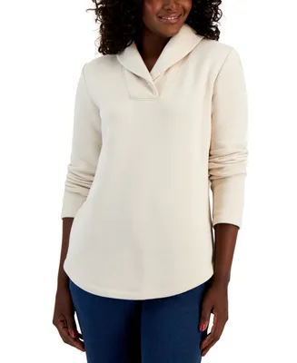 Karen Scott Shawl Collar Fleece Top, Created for Macy's