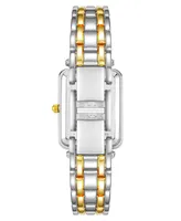 Anne Klein Women's Three Hand Quartz Two-tone Alloy Rectangular Bracelet Watch, 22mm - Silver-Tone-Gold