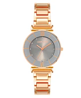 Anne Klein Women's Three Hand Quartz Rose Gold-tone Alloy with Gray Sunray Dial Watch, 32mm - Gray-Rose Gold