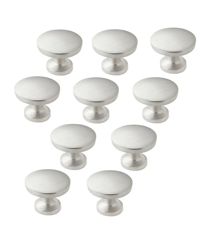 Cauldham Solid 1.13" Satin Nickel Round Kitchen Cabinet Knobs Pulls 10 Pk