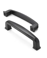 Cauldham Solid Matte Black Bar Cabinet Handles 3.75" Hole Centers 10 Pk