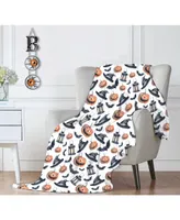 Kate Aurora Halloween Spooky Jack O' Lanterns Bats & Witch Hats Ultra Soft & Plush Oversized Accent Throw Blanket - 50 in. W x 70 in. L