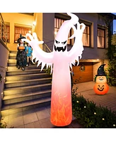 Costway 12 Ft Halloween Inflatable Ghost Yard Decoration w/ Built-in Led Lights