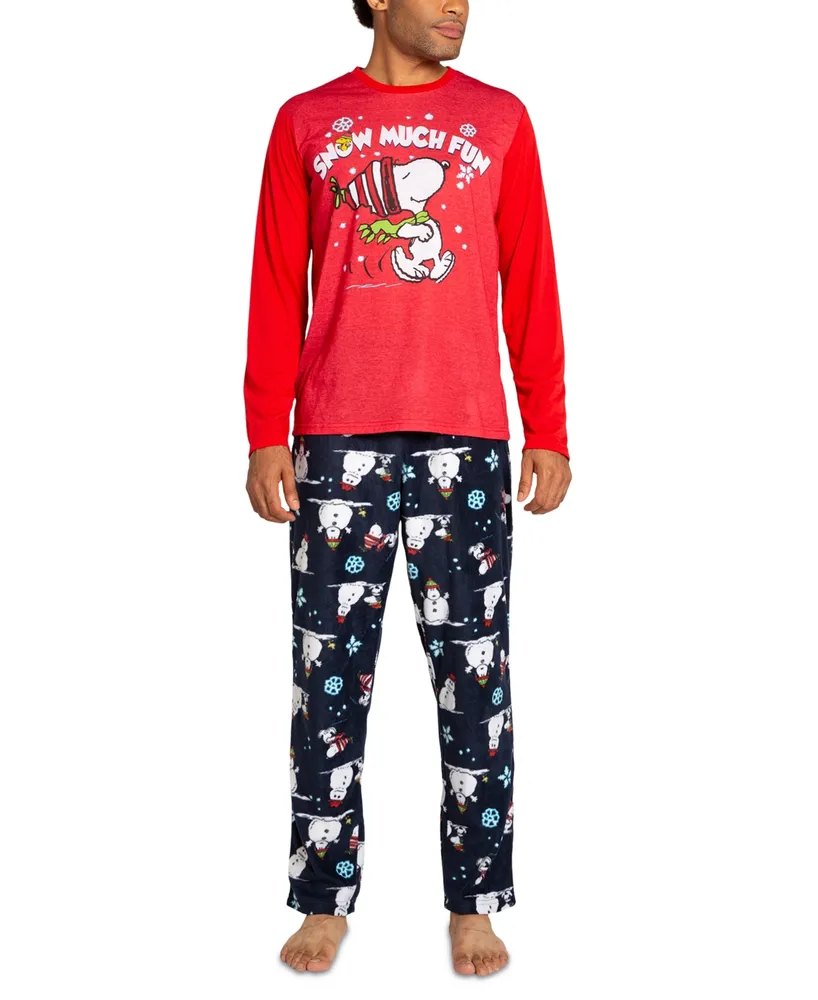 Briefly Stated Matching Men's Peanuts Long-Sleeve Top and Pajama Pants Set