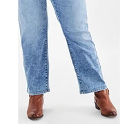 Style & Co Plus Size Mid Rise Straight-Leg Pull-On Jeans, Created for Macy's